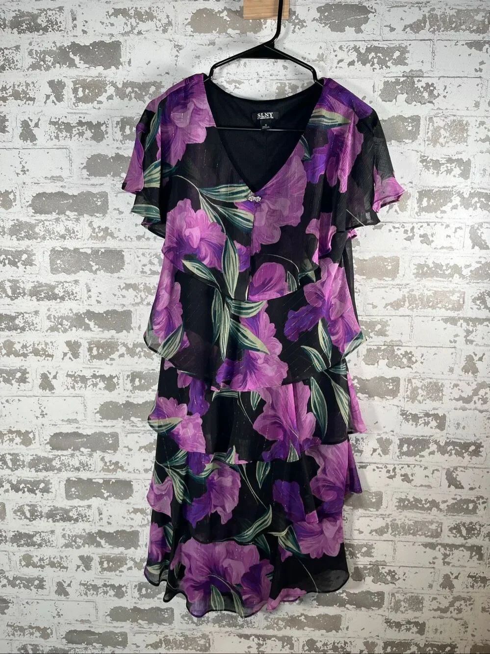 Slny | women purple floral layered dress